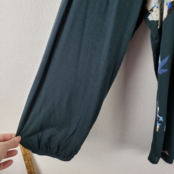 Maurices Women's 3X Long Sleeve Chiffon Challis Floral Blouse Green Relaxed Fit - Picture 2 of 9